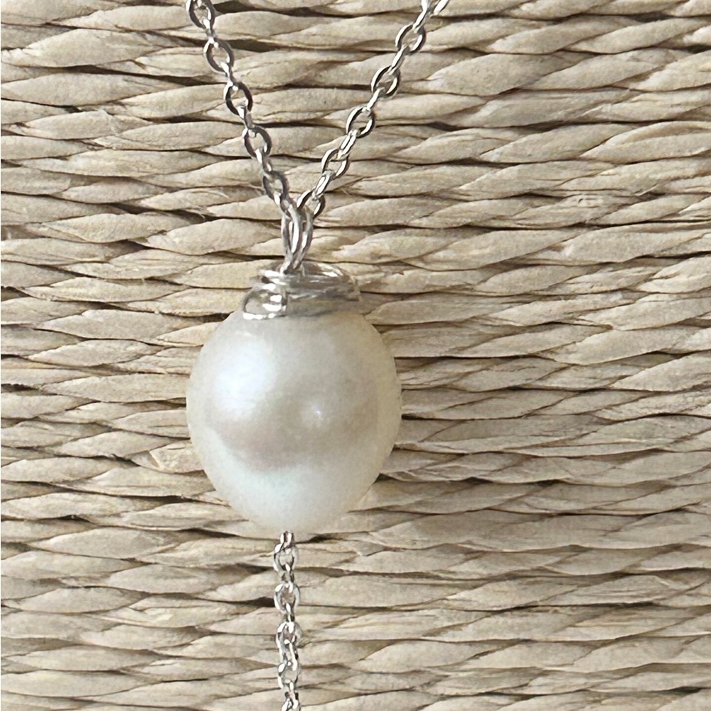 NEW Sterling Silver Lariat Necklace – Freshwater Pearl and Quartz briolette